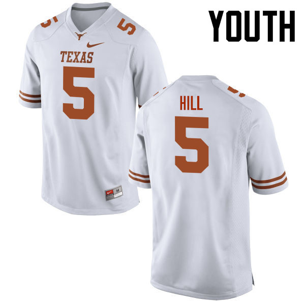 Youth #5 Holton Hill Texas Longhorns College Football Jerseys-White - Click Image to Close